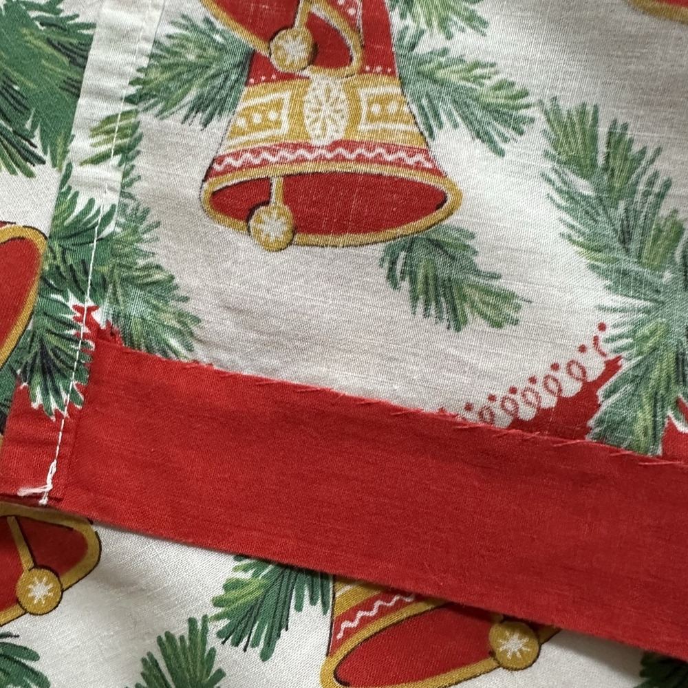 Vtg MCM Christmas Half Apron 1950s Holly Berry Festive Bells 21.5" Long Pockets - Picture 10 of 12